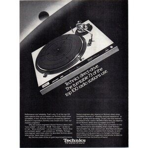 1980 Technics Direct Drive Turntable Record Player Vintage Print Ad 80s Wall Art